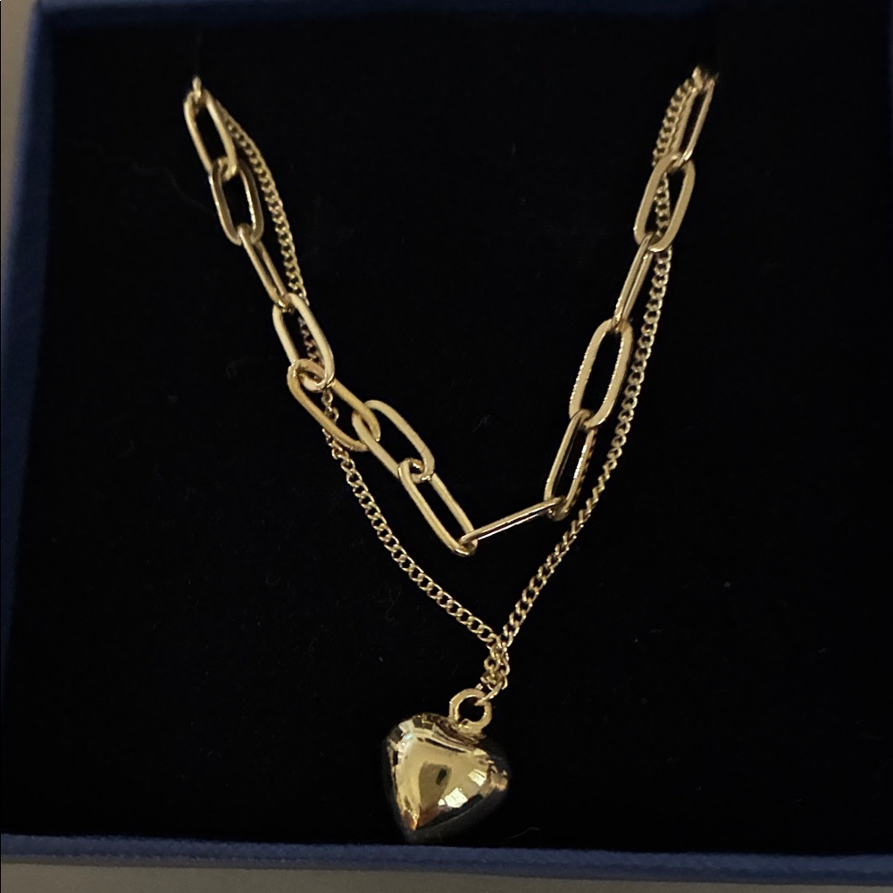 Chic Gold Heart Necklace with Dual Chain Design